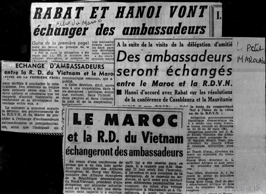 Moroccan press reports on the planned exchange of ambassadors between Vietnam and Morocco during the visit of the Vietnamese government delegation led by Foreign Minister Ung Van Khiem (March 1961). (Photo: VNA)