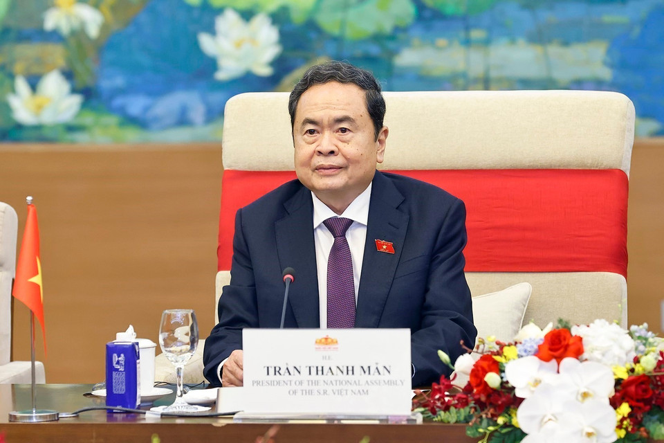 NA Chairman Tran Thanh Man delivers remarks. (Photo: VNA)