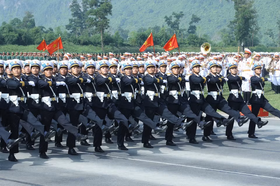 Officers of the Vietnam People’s Navy at the rehearsal. (Photo: VNA)