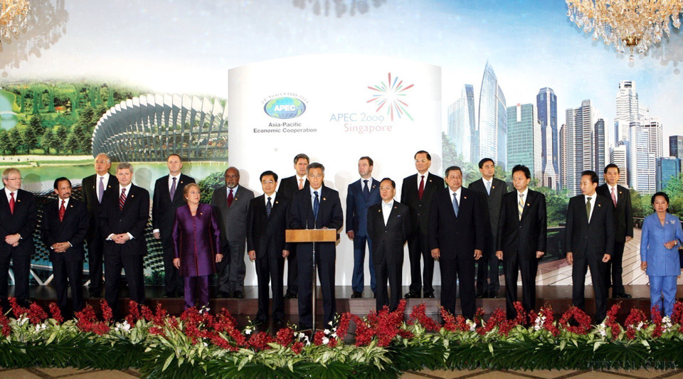 State President Nguyen Minh Triet attends the adoption of the Joint Declaration of the 17th APEC Economic Leaders’ Meeting in Singapore, 2009. (Photo: VNA)
