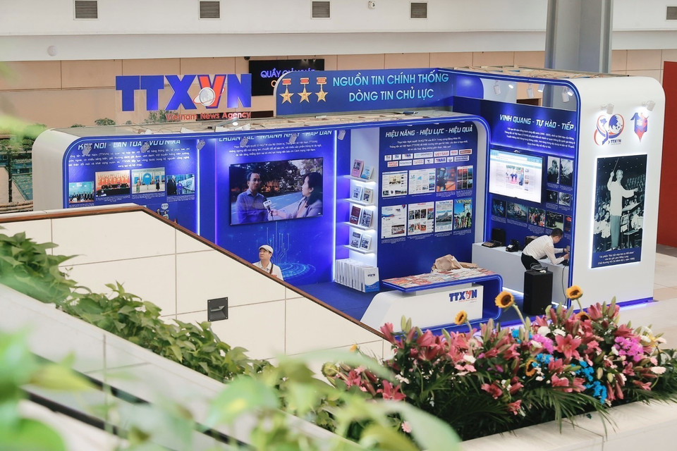 Vietnam News Agency (VNA)’s exhibition booth at the Press Festival. (Photo: VNA)