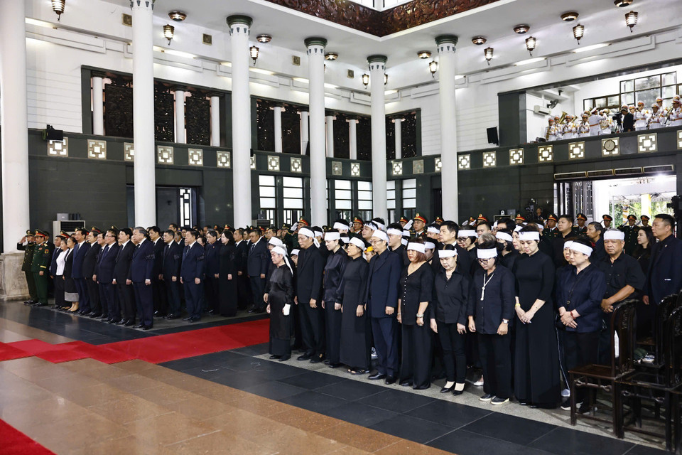 General Secretary To Lam, incumbent and former Party and State leaders, and the family of former State President Tran Duc Luong at the memorial service.