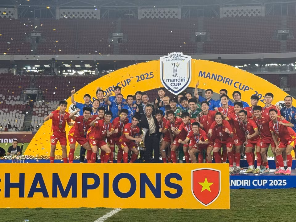 Vietnam become the first team to win three consecutive U23 ASEAN titles. (Photo: VFF/VNA)