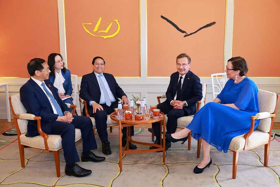 Prime Minister Pham Minh Chinh holds restricted meeting with Swedish Prime Minister Ulf Kristersson. (Photo: VNA)