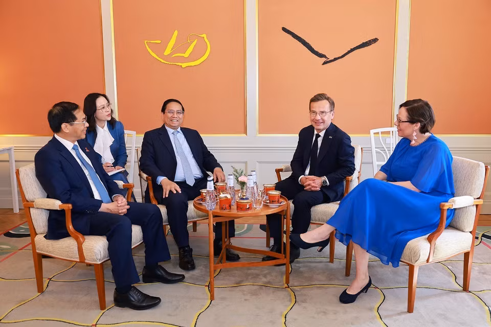 Prime Minister Pham Minh Chinh holds restricted meeting with Swedish Prime Minister Ulf Kristersson. (Photo: VNA)