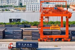 Goods are assembled at Nanning International Railway Port in Guangxi before being transported to Vietnam via the Vietnam–China international train. (Photo: VNA) 