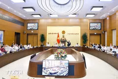 Full-time legislators vote at a session of the National Assembly Standing Committee. (Photo: VNA)