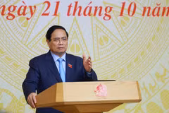 Prime Minister Pham Minh Chinh chairs the 18th meeting of the National Steering Committee for Combating Illegal, Unreported and Unregulated Fishing. (Photo: VNA)