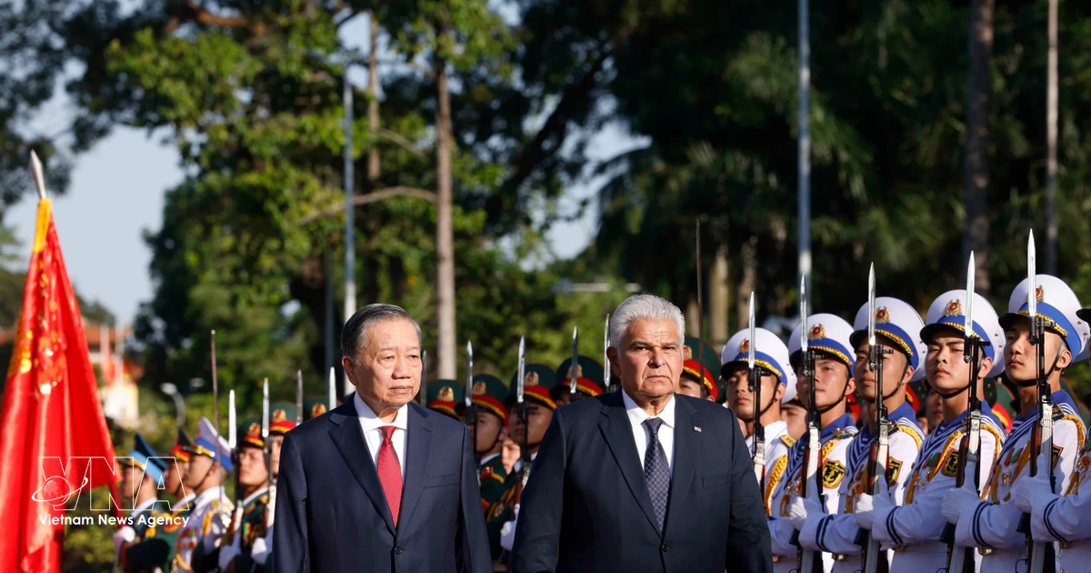 General Secretary and President To Lam hosts welcome ceremony for Panama President José Raúl Mulino