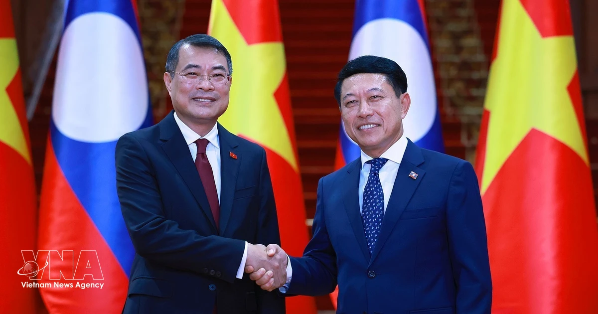 Vietnamese PM Le Minh Hung holds talks with Lao counterpart Saleumxay Kommasith