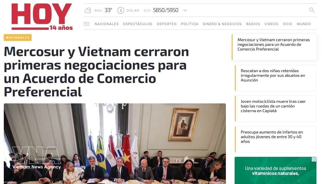 South American press highlights PTA negotiations between Vietnam and Mercosur