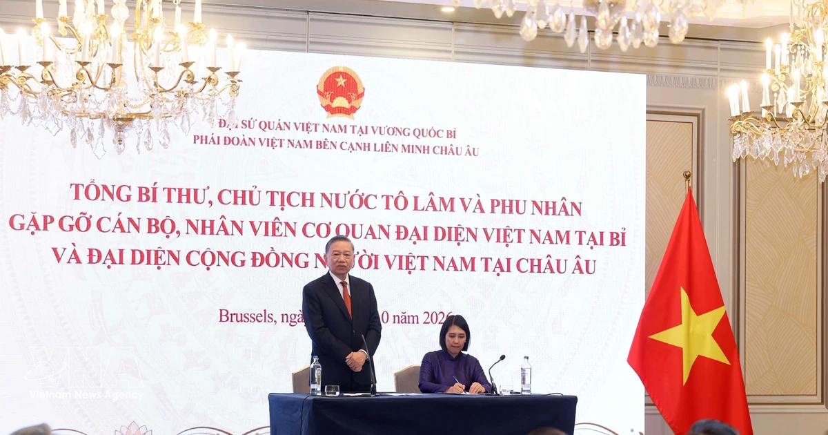 General Secretary and President To Lam meets with staff of Vietnamese agencies in Belgium, Vietnamese community in Europe