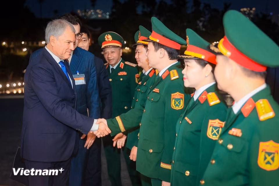 The visit by Chairman of the State Duma of the Federal Assembly of the Russian Federation Vyacheslav Volodin is within the cooperation framework between the Vietnamese National Assembly and the Russian State Duma. (Photo: VietnamPlus)