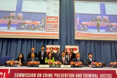 The Vietnamese delegation at the 34th session of the United Nations Commission on Crime Prevention and Criminal Justice in Vienna, Austria, on May 19 (Photo: VNA)