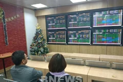 Investors monitor the development of the stock market at MB Securities JSC (Photo: VNA)