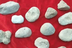 Several stone tools found during the excavation. (Photo: nhandan.vn)