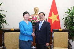 Deputy Prime Minister and Minister of Foreign Affairs Bui Thanh Son (R) receives Cambodian Ambassador to Vietnam Chea Kimtha in Hanoi on July 31. (Photo: Ministry of Foreign Affairs)