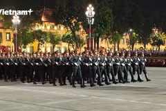 Lao soldiers actively training for the A80 grand parade