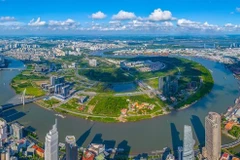 A view of Thu Thiem New Urban Area in Thu Duc city seen from downtown District 1. HCM City will begin construction of a seven-billion-USD IFC this month. (Photo: VNA)