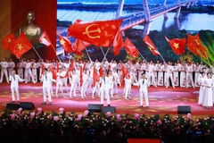 An art performance at the ceremony held in Hanoi on August 20 to celebrate the Government's 80th founding anniversary (Photo: VNA)