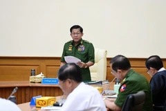 Senior General Min Aung Hlaing at a meeting of the National Defence and Security Council (Photo: Xinhua/VNA)