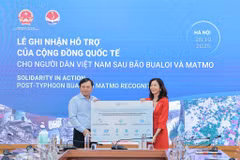 Deputy Minister of Agriculture and Environment Nguyen Hoang Hiep receives assistance from the UN. (Photo: VNA)