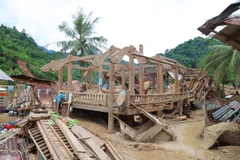 A century-old stilt house in Yen Hoa village (My Ly commune, Nghe An province) suffers severe damage after being ravaged by devastating floods. (Photo: VNA)