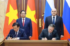 Vietnamese, Russian PMs hold talks, witness signing of nuclear power agreement