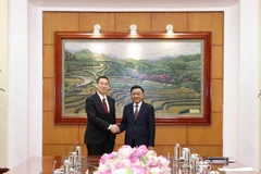 Permanent member of the Communist Party of Vietnam (CPV) Central Committee's Secretariat Tran Cam Tu (R) and Tanaka Yu, vice chairman of the Presidium and acting head of the Secretariat of the Japanese Communist Party (JCP) Central Committee (Photo: VNA)