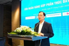 Deputy Governor of the State Bank of Vietnam Dao Minh Tu speaks at the roundtable. (Photo: VietnamPlus)