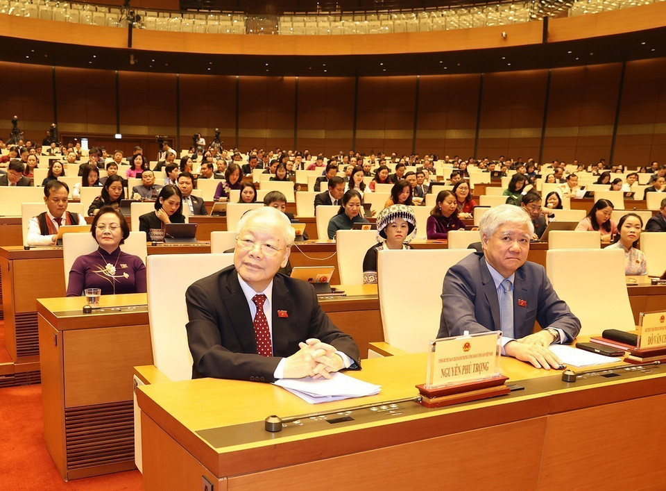 Party General Secretary Nguyen Phu Trong attends the closing ceremony of the 6th session of the 15th National Assembly in Hanoi, on November 29, 2023. (Photo: VNA)