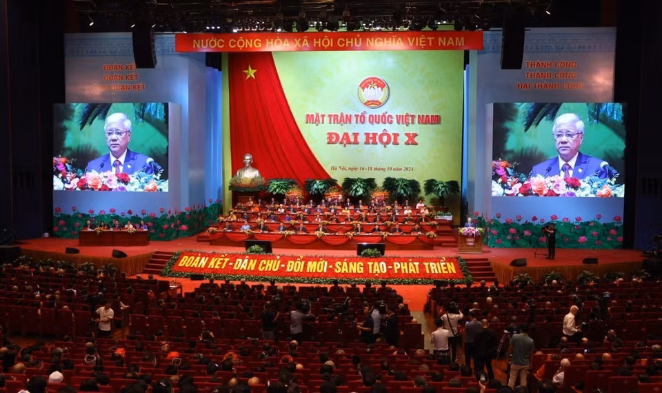 The 10th National Congress of the Vietnam Fatherland Front takes the themed "Unity - Democracy - Innovation - Creativity - Development" (Photo: VNA)