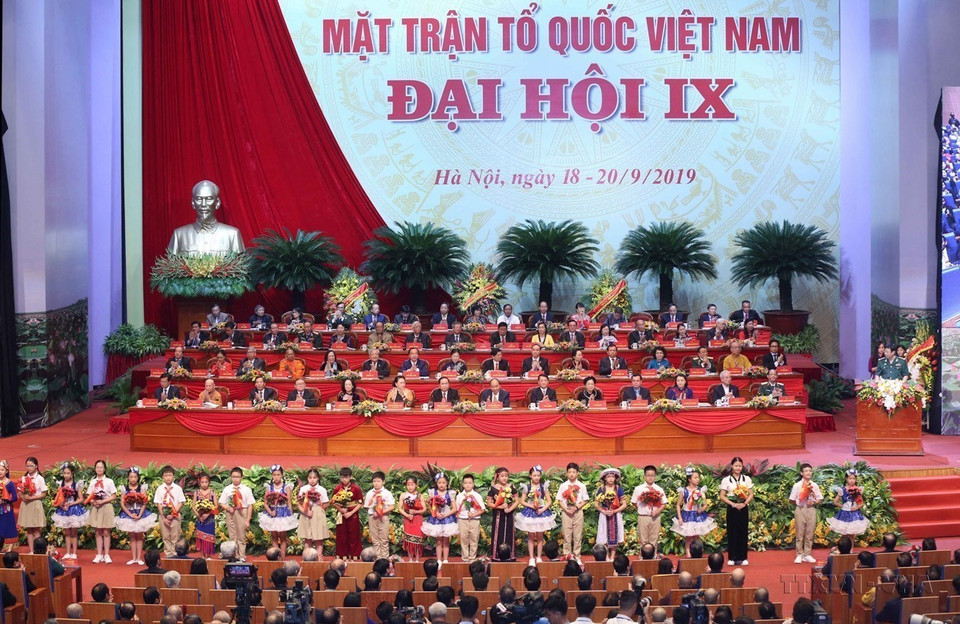 The opening ceremony of the 9th National Congress of the Vietnam Fatherland Front for the 2019-2024 term is held at the National Convention Center in Hanoi. (Photo: VNA)