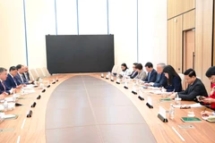 The meeting between the Vietnamese Government delegation and Governor of the National Bank of Kazakhstan Timur Suleimenov on February 3. (Photo: VNA)