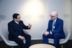 Prime Minister Pham Minh Chinh (left) and his Liechtenstein counterpart Daniel Risch at their meeting in Davos on January 22. (Photo: VNA)