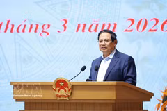 Prime Minister Pham Minh Chinh speaks at the meeting of the Government’s Steering Committee for science and technology, innovation, digital transformation, and Project 06 (Photo: VNA) 