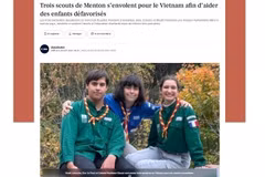 The story of Elza Le Floch, Celeste Perotteau-Giraud, and Wyatt Lelouche is published in the Nice Matin newspaper (Photo published by VNA)