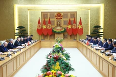 At the talks between Vietnamese Prime Minister Pham Minh Chinh and his Kyrgyz counterpart Adylbek Kasymaliev. (Photo: VNA)