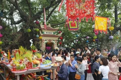 Phu Tay Ho draws large crowds on the morning of the first day of the Lunar New Year. (Photo: VNA)