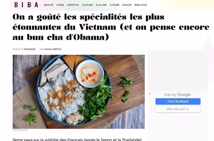 Biba Magazine spotlights must-try Vietnamese dishes in a recent article. (Photo published by VNA)