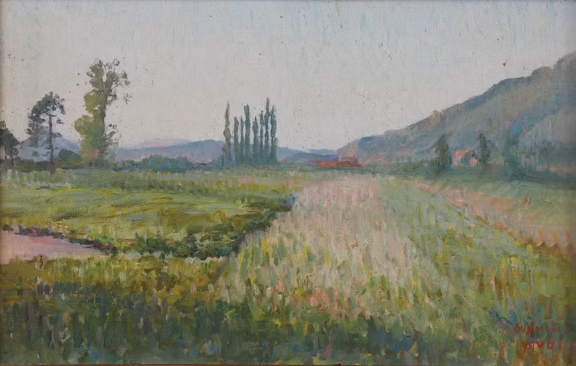 The painting “Landscape with Cypresses (Menthon-Saint-Bernard).” (Photo courtesy of the organisers) 