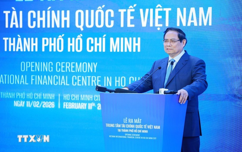 PM Pham Minh Chinh announces the establishment of the Vietnam International Financial Centre in Ho Chi Minh City. (Photo: VNA)