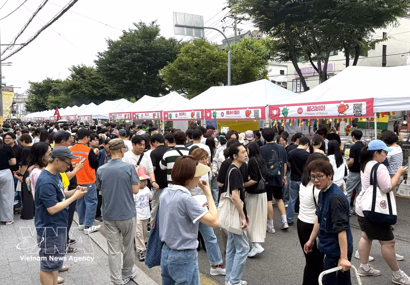 Visitors explore international food booths at the 18th Seongbuk Nurimasil World Food Festival in Seoul. (Photo: VNA) 