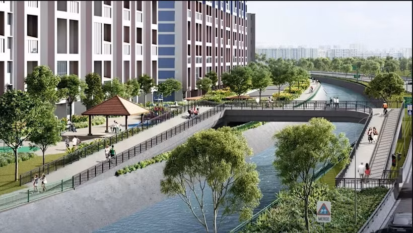 An artist's impression of the 3D concrete printed pedestrian bridge. (Photo: Singapore's Land Transport Authority) 