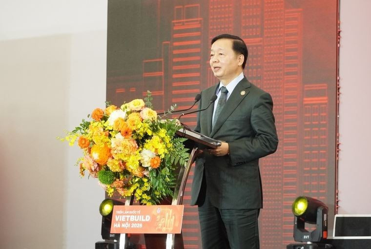 Deputy Prime Minister Tran Hong Ha speaks at the opening ceremony of the Vietbuild Hanoi International Exhibition 2026 on March 26. (Photo: VNA)