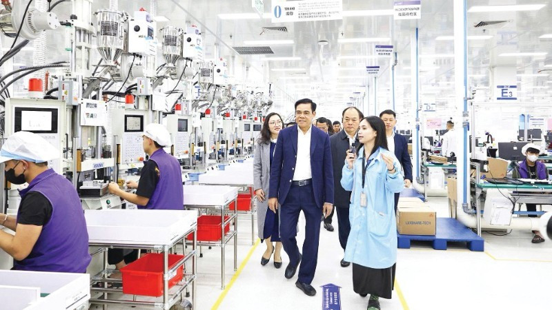 A delegation from the Nghe An provincial People’s Committee inspects production and business activities at the VSIP Nghe An Industrial, Urban and Service Park. (Photo:nhandan.vn)