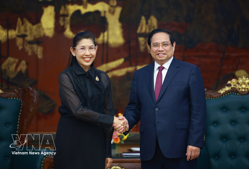 PM Pham Minh Chinh welcomes Thai Ambassador to Vietnam Urawadee Sriphiromaya in Hanoi on March 13. (Photo: VNA)