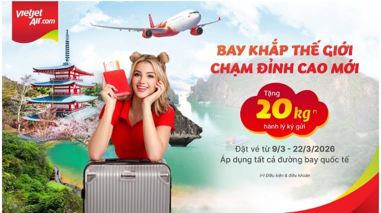 Vietjet offers free baggage, gold prizes in March promotion. (Photo: Vietjet)