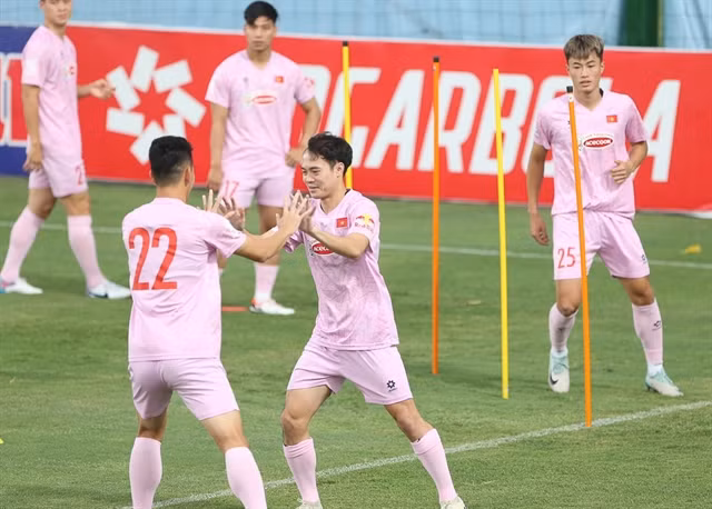 The Vietnamese national team seen at a recent training session (Photo VFF)