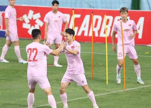 The Vietnamese national team seen at a recent training session (Photo VFF)